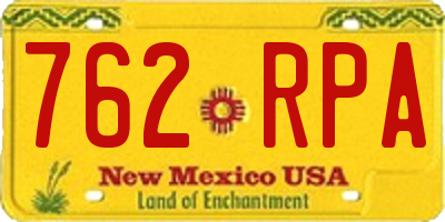 NM license plate 762RPA