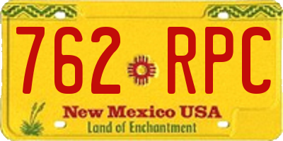 NM license plate 762RPC