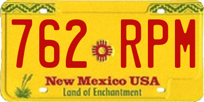 NM license plate 762RPM