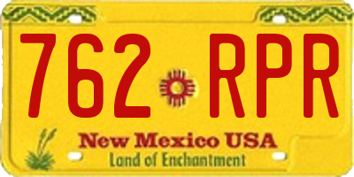 NM license plate 762RPR