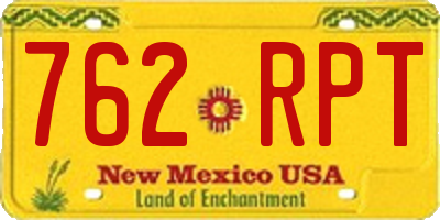 NM license plate 762RPT