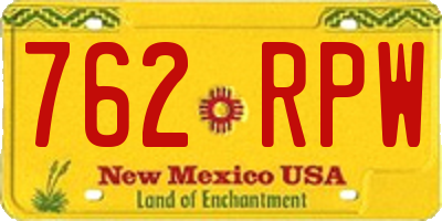 NM license plate 762RPW