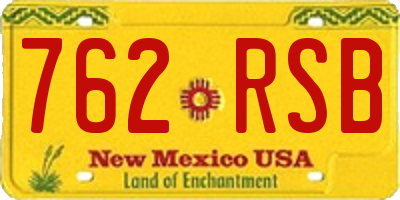 NM license plate 762RSB
