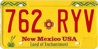 NM license plate 762RYV