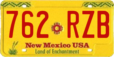 NM license plate 762RZB