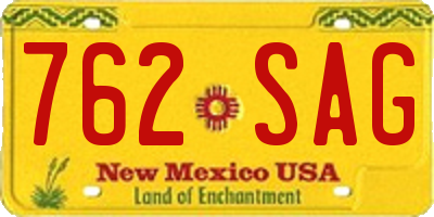 NM license plate 762SAG