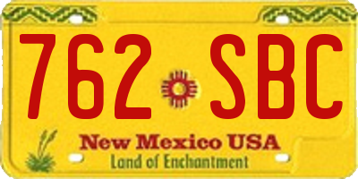 NM license plate 762SBC