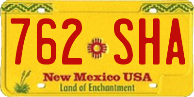 NM license plate 762SHA