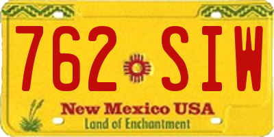 NM license plate 762SIW