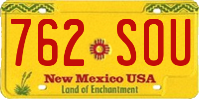 NM license plate 762SOU