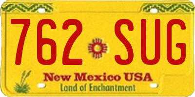NM license plate 762SUG