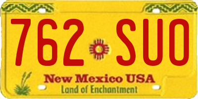 NM license plate 762SUO