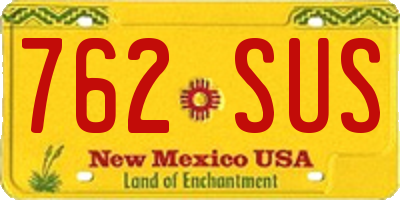 NM license plate 762SUS