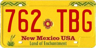 NM license plate 762TBG