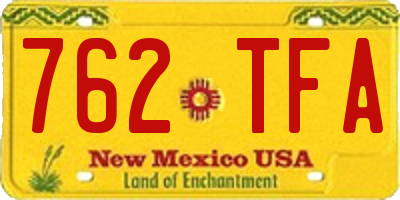 NM license plate 762TFA