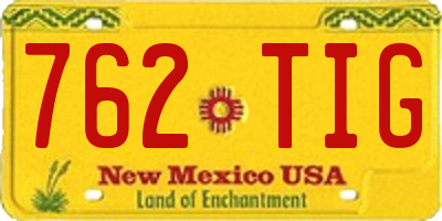 NM license plate 762TIG