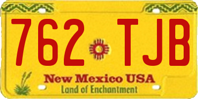 NM license plate 762TJB