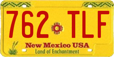 NM license plate 762TLF