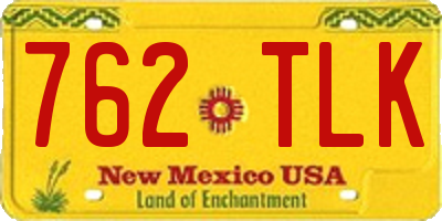 NM license plate 762TLK