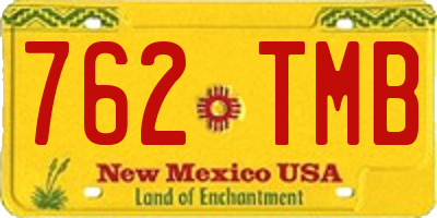 NM license plate 762TMB
