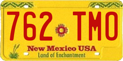 NM license plate 762TMO