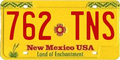 NM license plate 762TNS