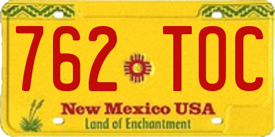 NM license plate 762TOC