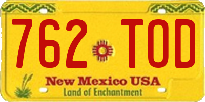 NM license plate 762TOD