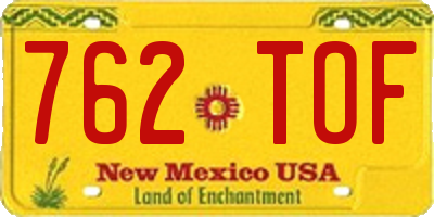 NM license plate 762TOF