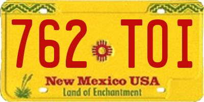 NM license plate 762TOI