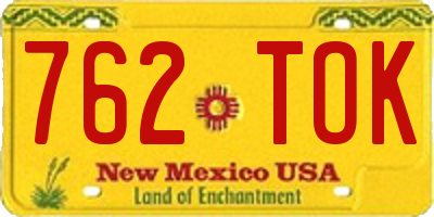 NM license plate 762TOK