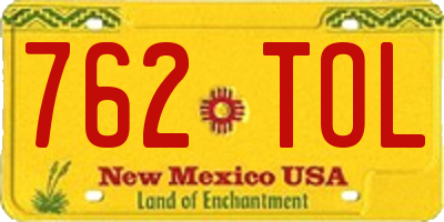 NM license plate 762TOL