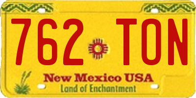 NM license plate 762TON