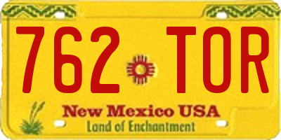 NM license plate 762TOR