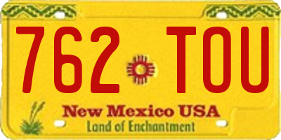 NM license plate 762TOU