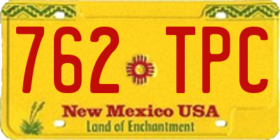 NM license plate 762TPC
