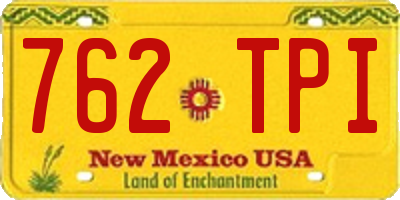 NM license plate 762TPI