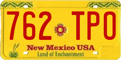 NM license plate 762TPO