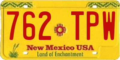 NM license plate 762TPW