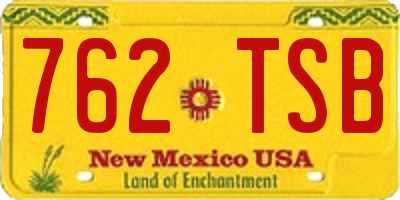 NM license plate 762TSB