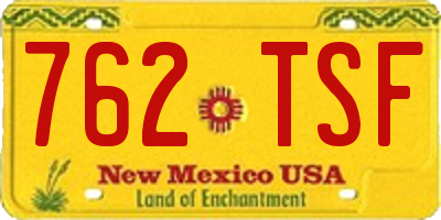 NM license plate 762TSF