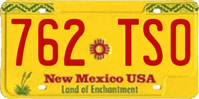 NM license plate 762TSO