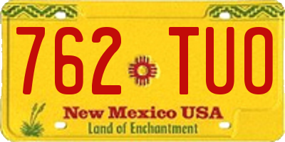 NM license plate 762TUO