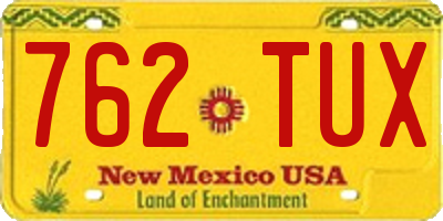 NM license plate 762TUX