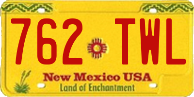 NM license plate 762TWL