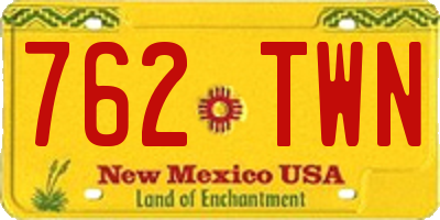 NM license plate 762TWN
