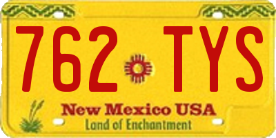 NM license plate 762TYS