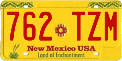 NM license plate 762TZM