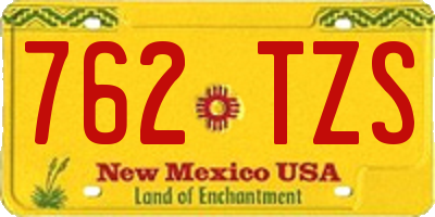 NM license plate 762TZS