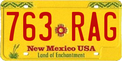 NM license plate 763RAG